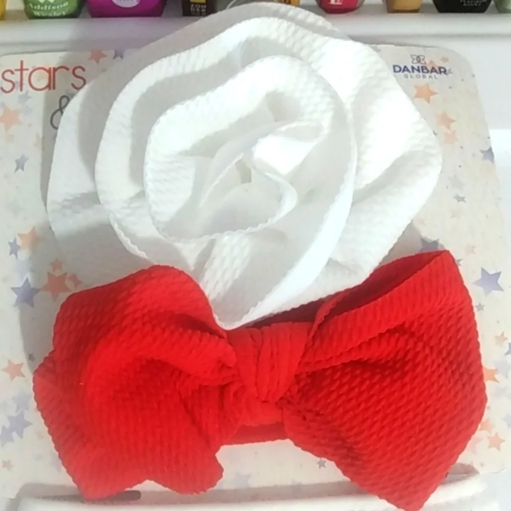 STARS & DREAMERS GIRL'S HEADBANDS & BANDANA BIBS 4 PIECE SET NWT